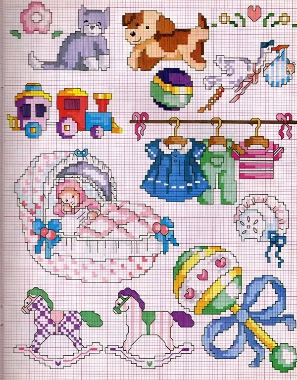 Motivos punto cruz bebés - Imagui