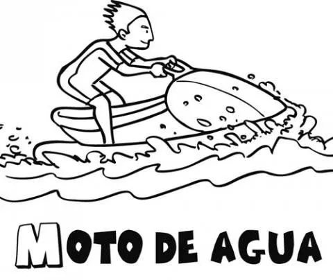 de moto de agua para imprimir y pintar. Dibujo de mar