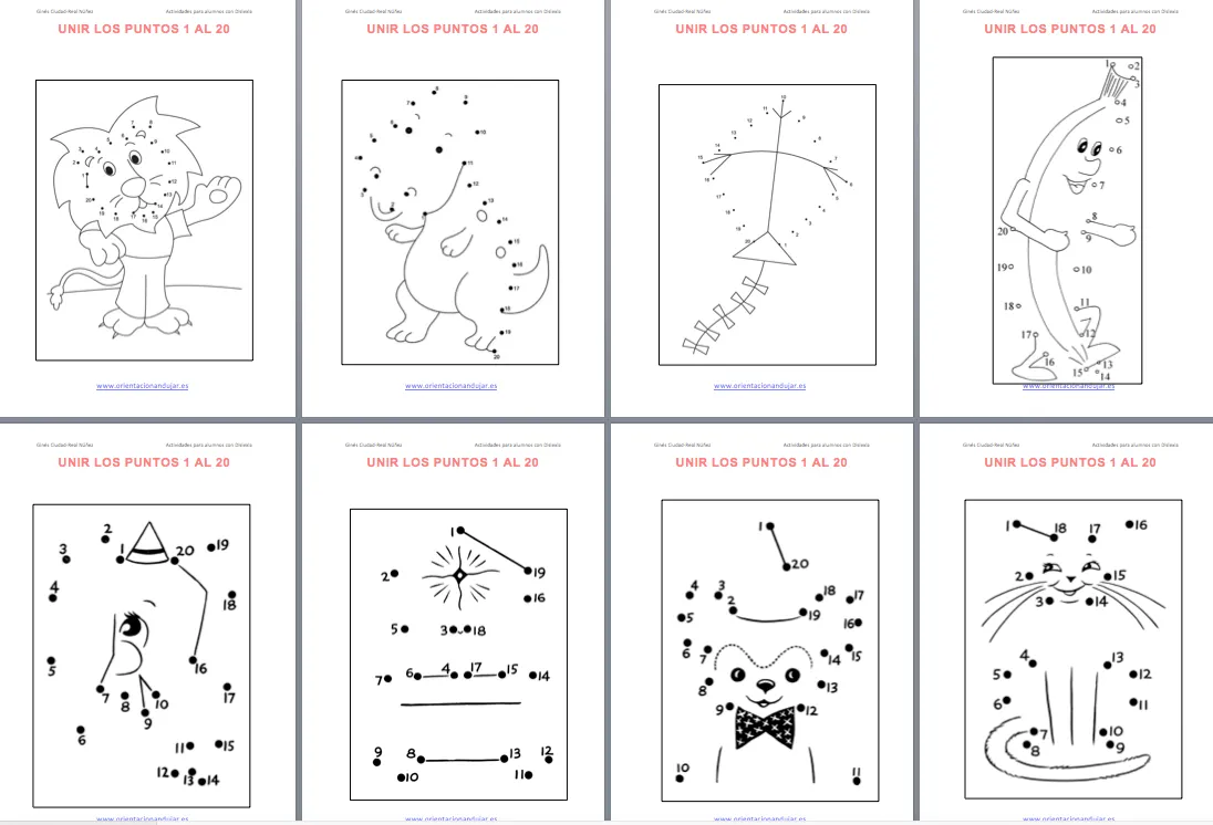 Motricidad y números del 1 al 20 Super colección vamos a unir puntos y a  colorear
