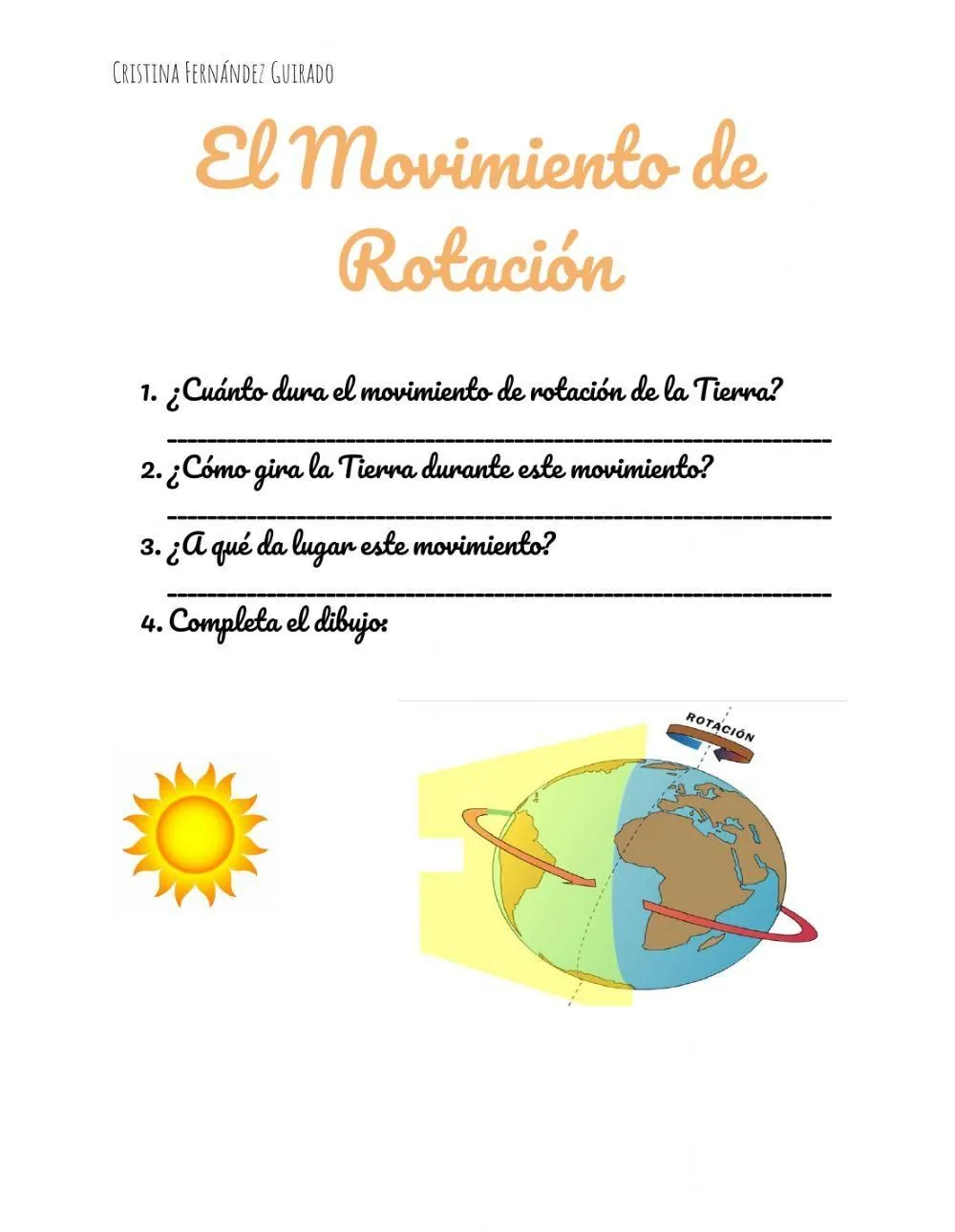 Movimiento rotación worksheet | Live Worksheets