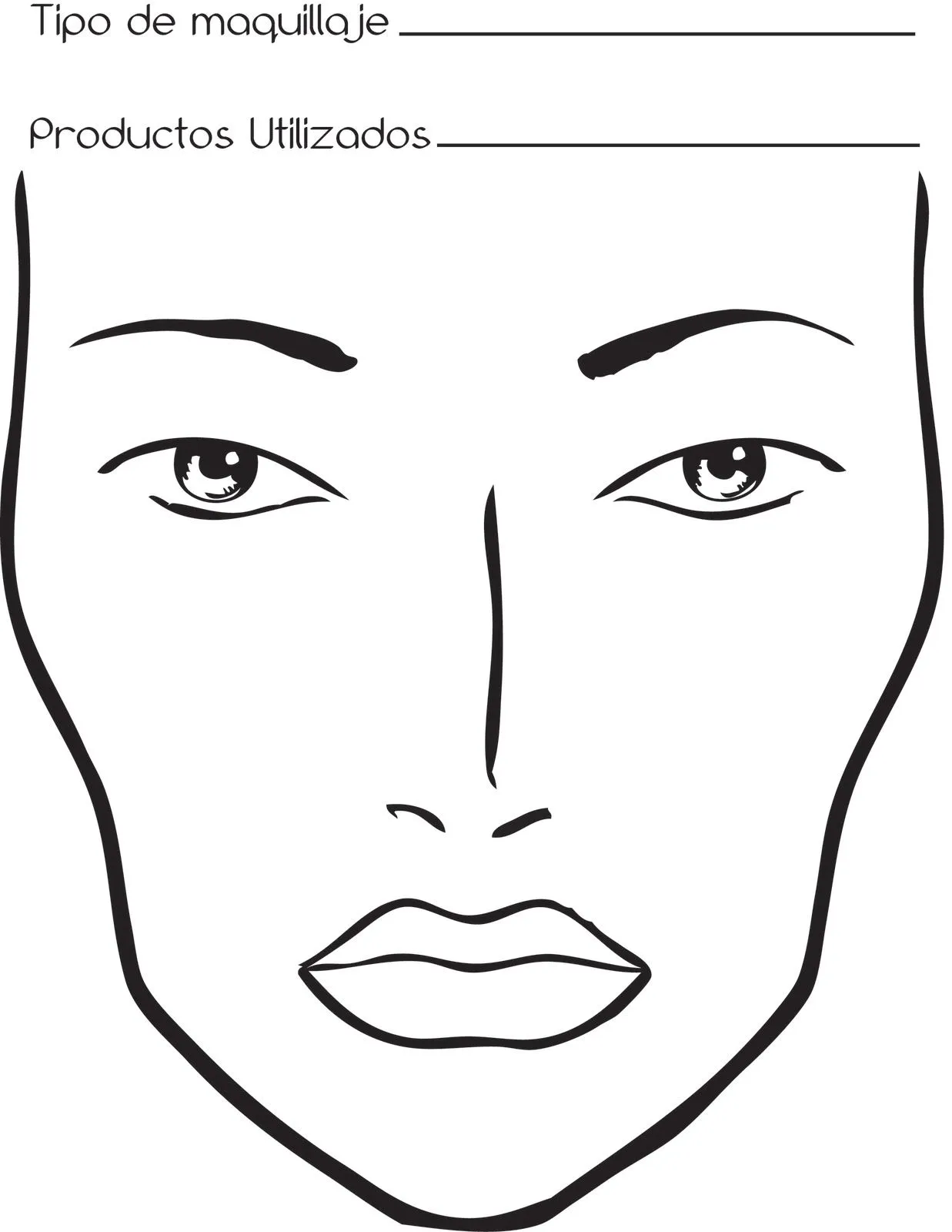 Muestra de un face chart maquillado