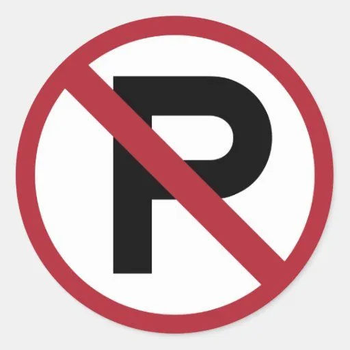 Muestra del símbolo del estacionamiento prohibido pegatina redonda ...