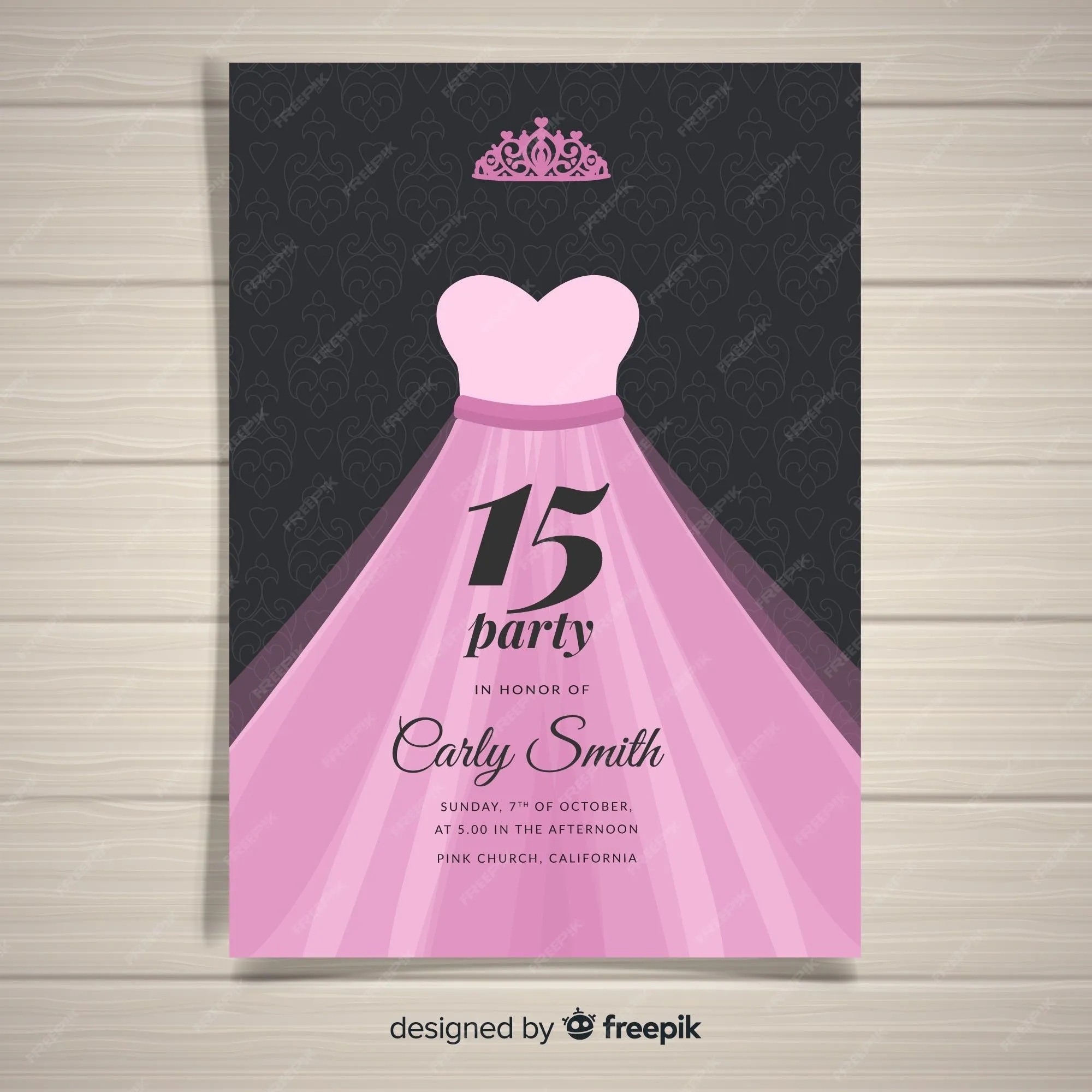 Muestra tarjeta quinceañera vestido princesa | Vector Gratis