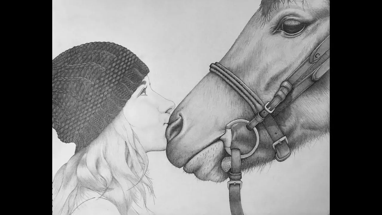 Mujer besando un Caballo (Dibujo a lapiz) - YouTube