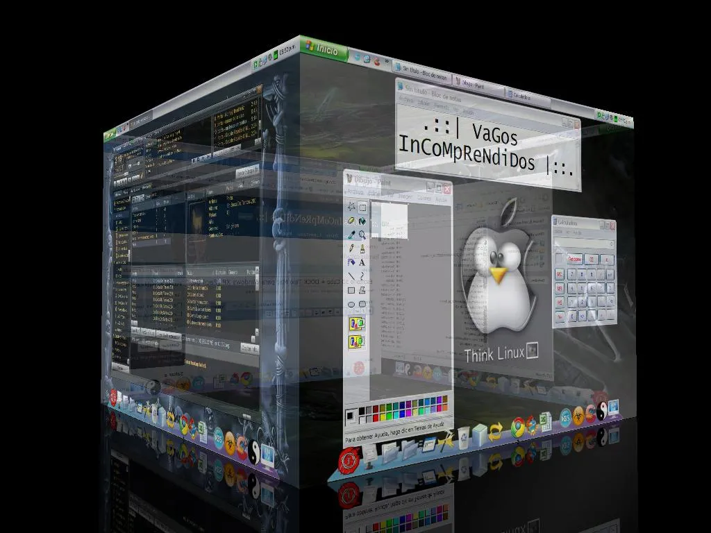  para un Multi Escritorio, 3D Cubo TIPO LINUX + Iconos Tipo Mac para ...