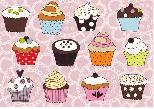 Multiple Cupcakes Cartoon-y Postcard - a photo on Flickriver