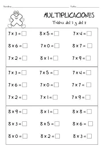 LA MULTIPLICACION FICHAS DE REFUERZO