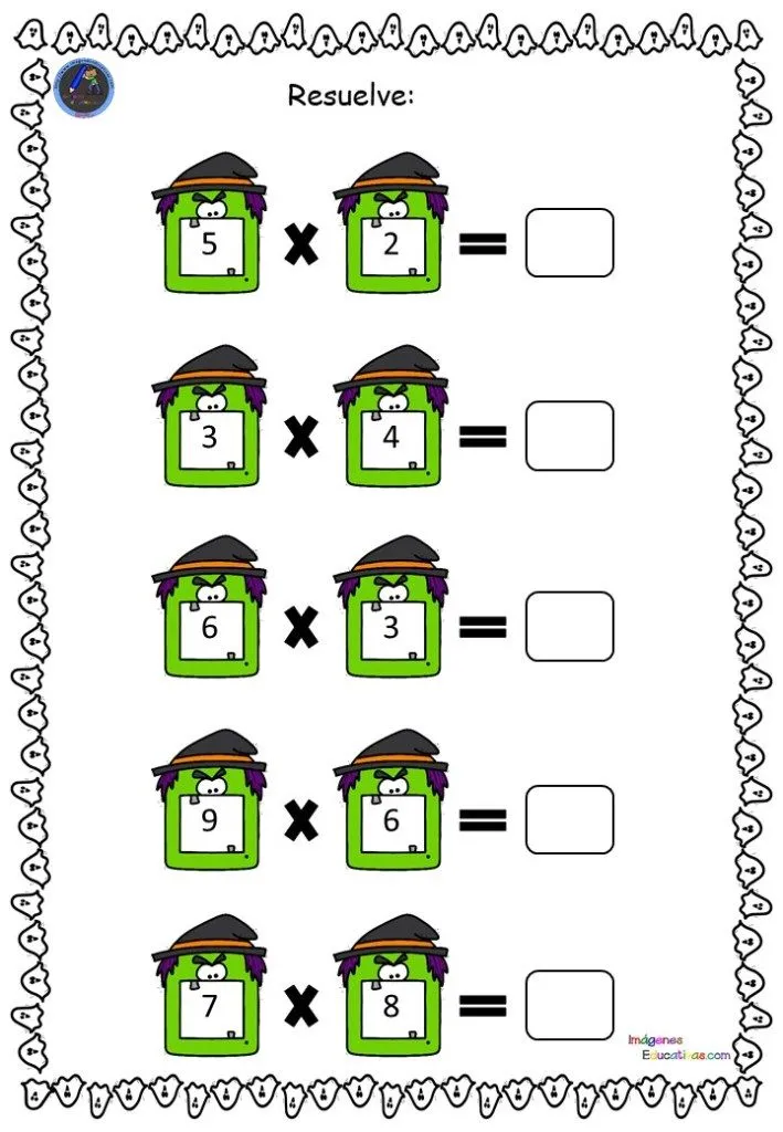 Multiplicaciones de Halloween para repasar las tablas de multiplicar –  Imagenes Educativas