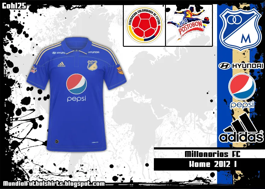 Mundial Futbol Shirts: Millonarios FC 2012 I (Liga Postobon)