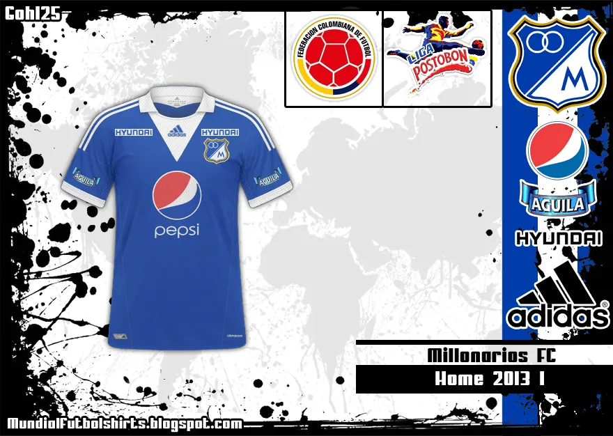 Mundial Futbol Shirts: Millonarios F.C. 2013 I (Liga Postobon)