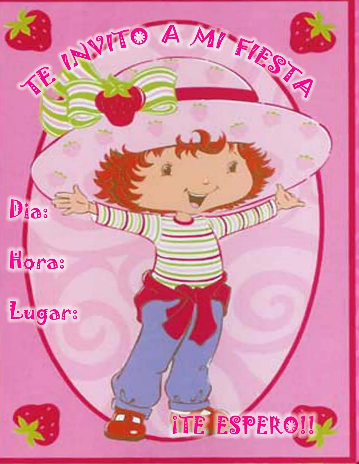 MUNDO DE INVITACIONES*: invitaciones Rosita Fresita para imprimir