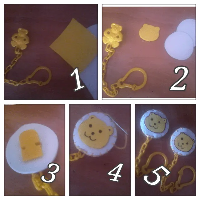 MundoFieltro: Porta Chupetes de Ositos (Goma Eva)