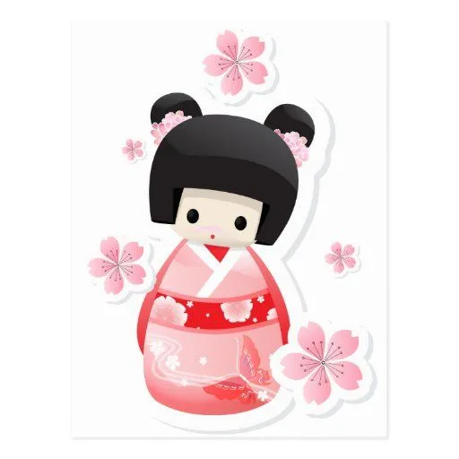 Muñeca japonesa del geisha - serie de los bollos tarjetas postales ...