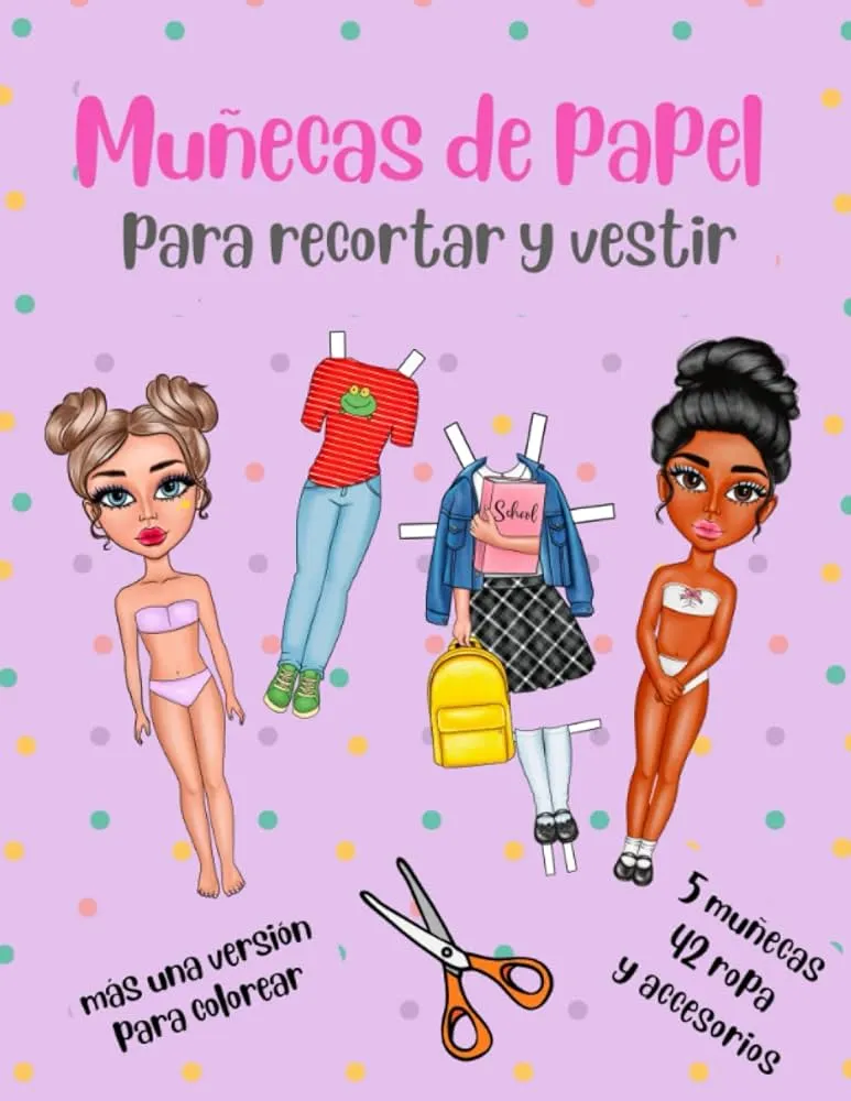 Muñecas de Papel para Recortar y Vestir más una Versión para Colorear - 5  Muñecas 42 Ropa