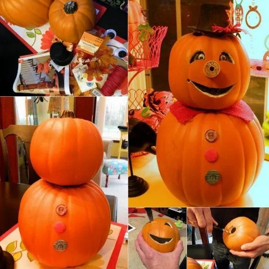 Muñeco de nieve con calabazas de Halloween | Manualidades Infantiles