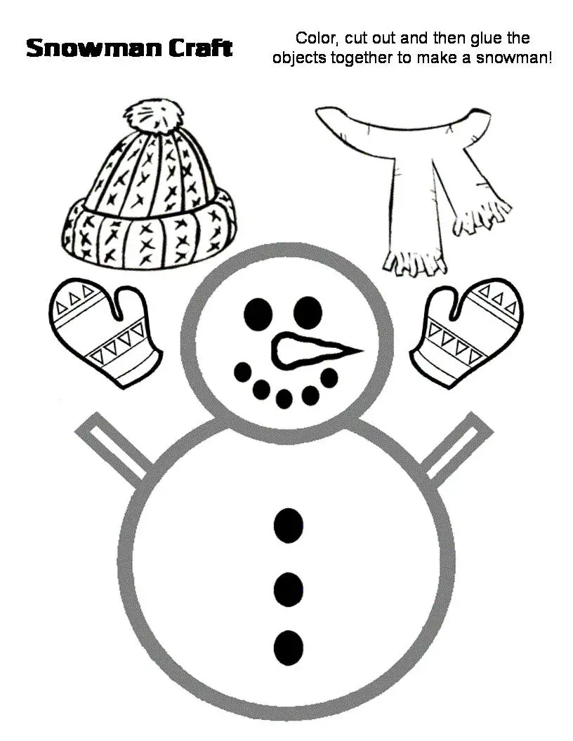 Muñeco de nieve recortable para navidad | Manualidades Infantiles