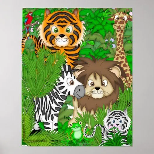 MURAL DEL SAFARI PARA SITIO DE S DE LOS NIÑOS ' POSTERS de Zazzle.