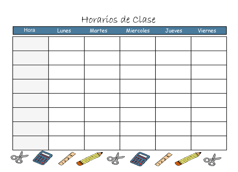 Horario escolar para rellenar e imprimir - Imagui