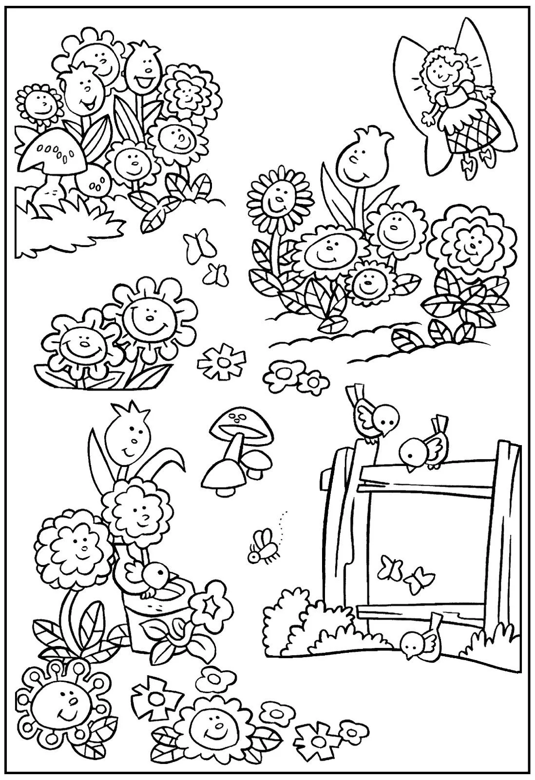 My Little House: Anna and the flower garden coloring pages