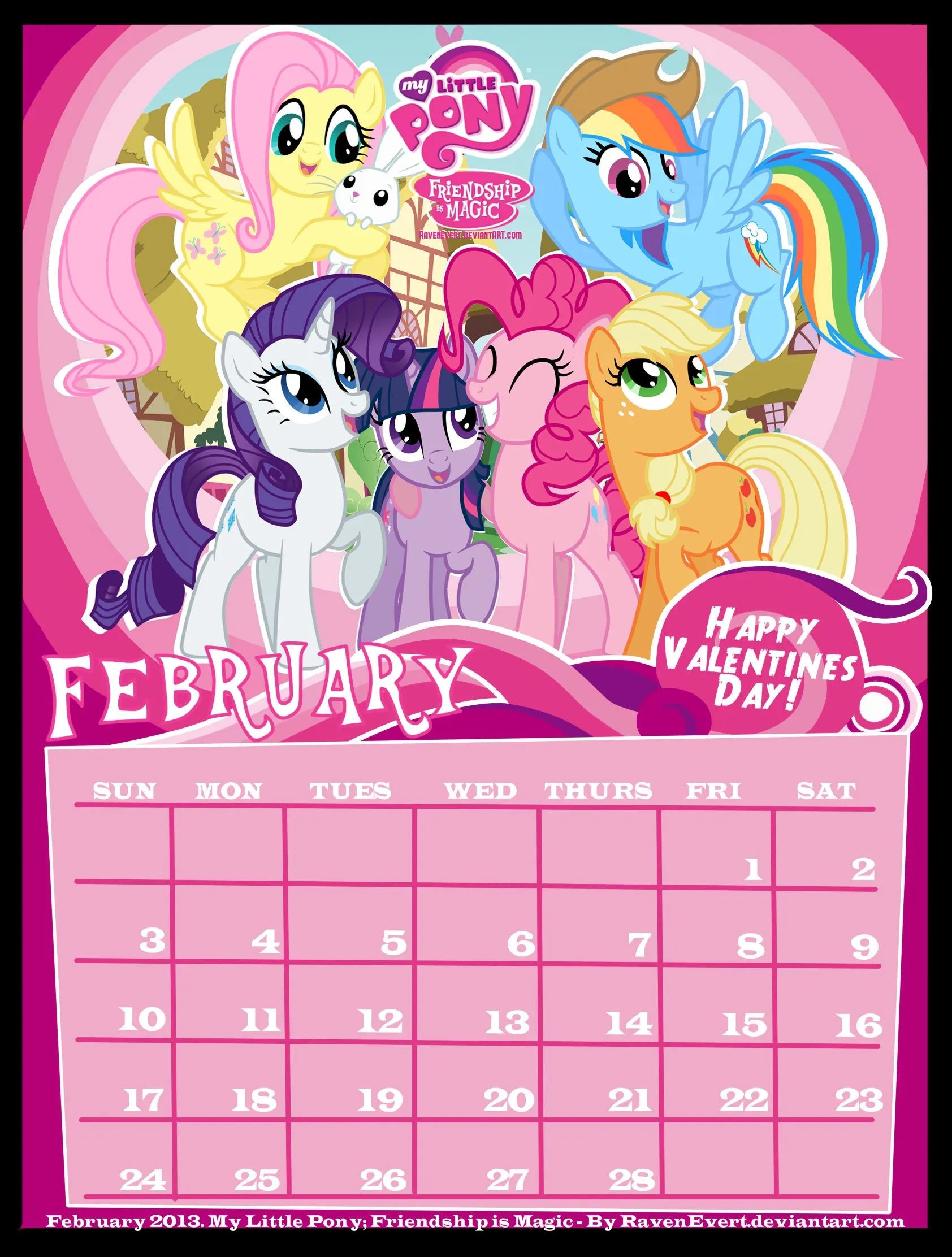 My Little Pony - February Calendar 2013 by RavenEvert on DeviantArt