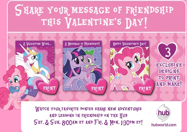 My Little Pony News: Printable Valentines from MyLittlePony.