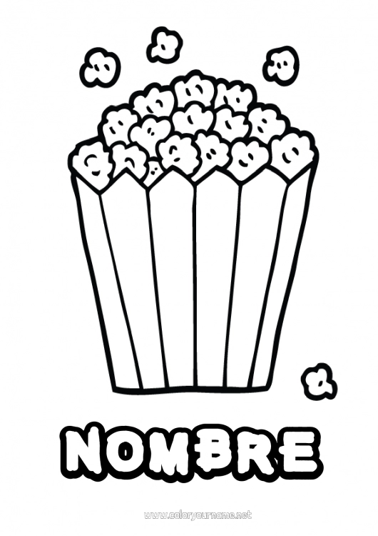 Nº de colorear 1373 - Alimento Cine Palomitas de maíz