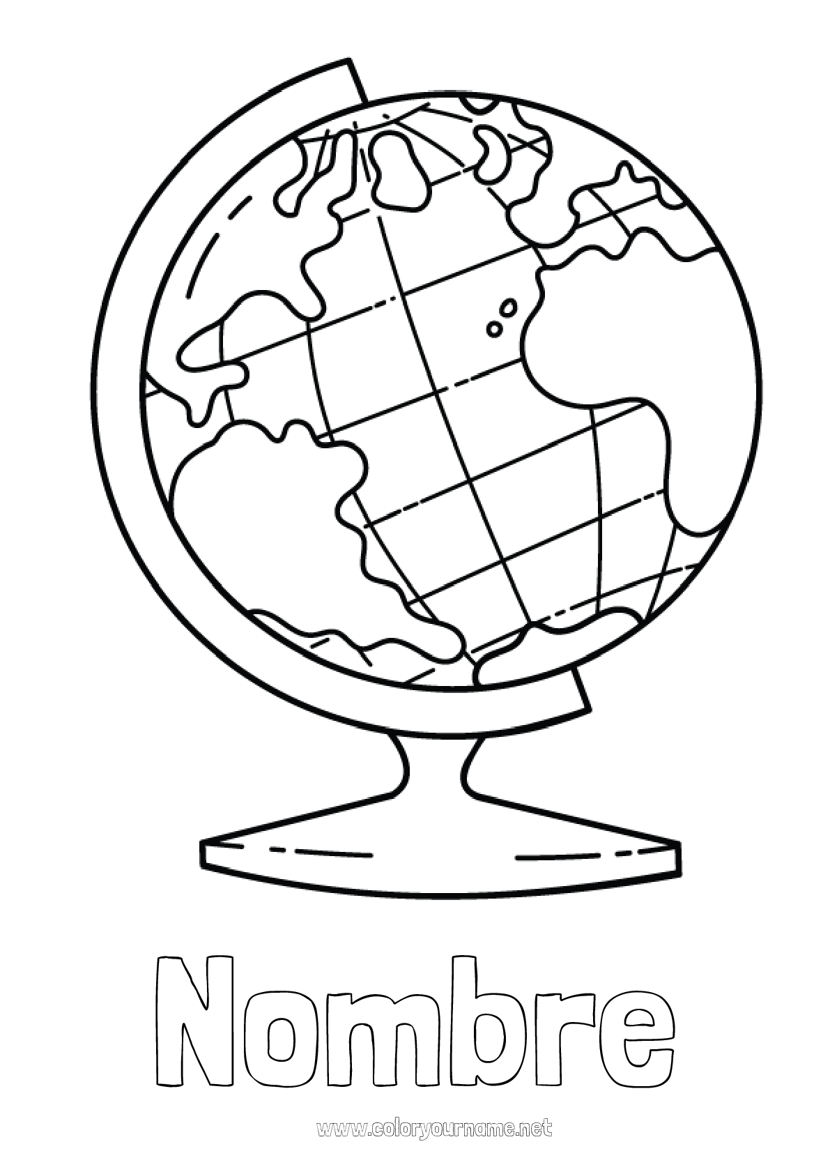 Nº de colorear 2545 - Geografía Globo terráqueo