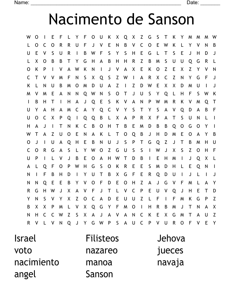 Nacimento de Sanson Word Search - WordMint