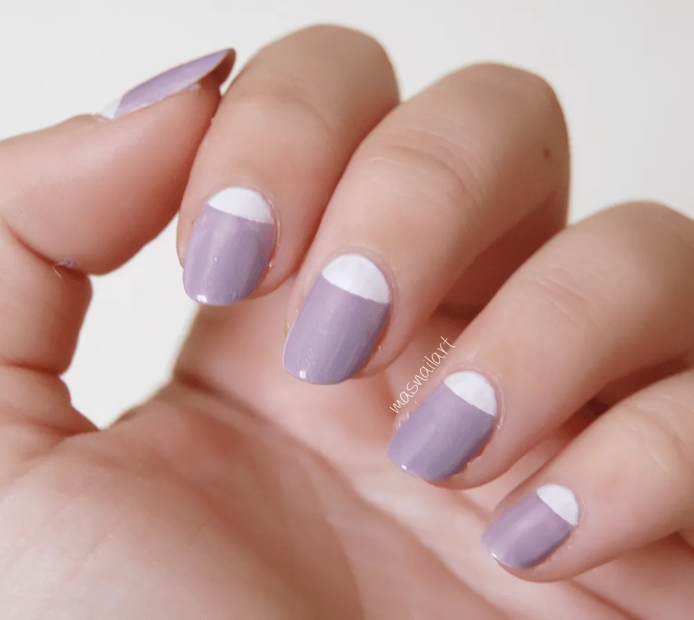 Más nail art.: NOTD: Uñas con francesa invertida o medias lunas.