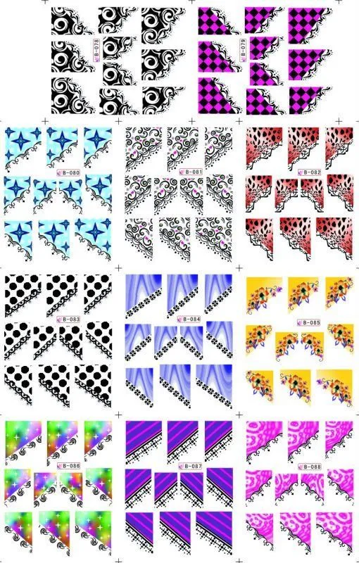 Nail Patch 4x Large Sheet Nail Art Tattoos Stickers French Style ...