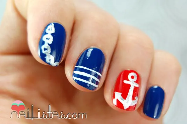 Nailistas: Uñas decoradas con motivos marineros // Navy Nails