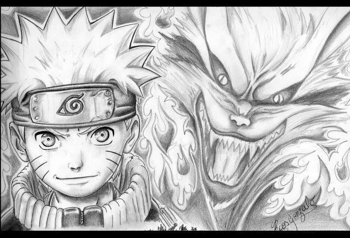 naruto con kyubi por ggrioswow | Dibujando