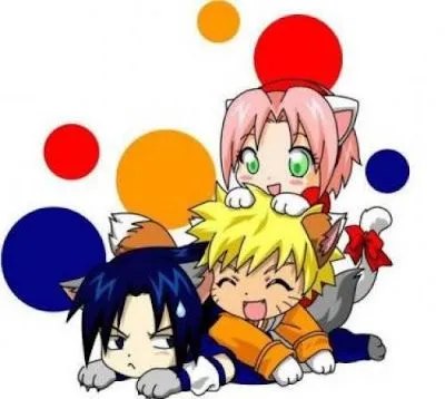  ... , Naruto y Sakura (Team 7), jugando en forma de gatitos pequeños