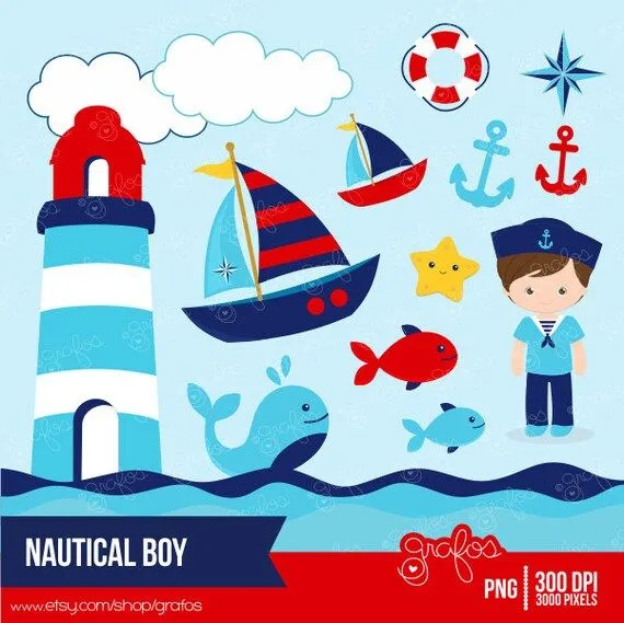 NAUTICAL BOY Digital Clipart Nautical Clipart Marinero por grafos