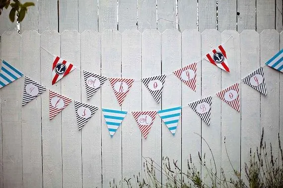 Nautical Sailboat Baby Shower Bunting Banner por ABlissfulNestShop