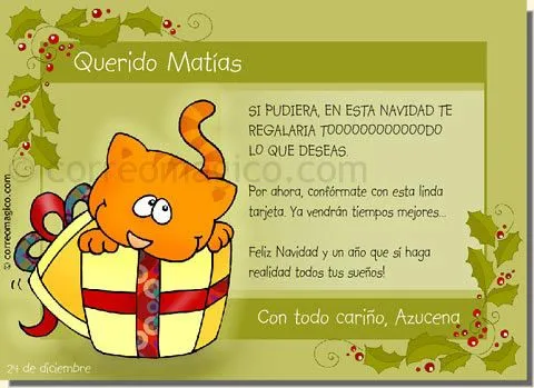 navidad gato - Tarjetas para imprimir GRATIS en tu casa en www ...