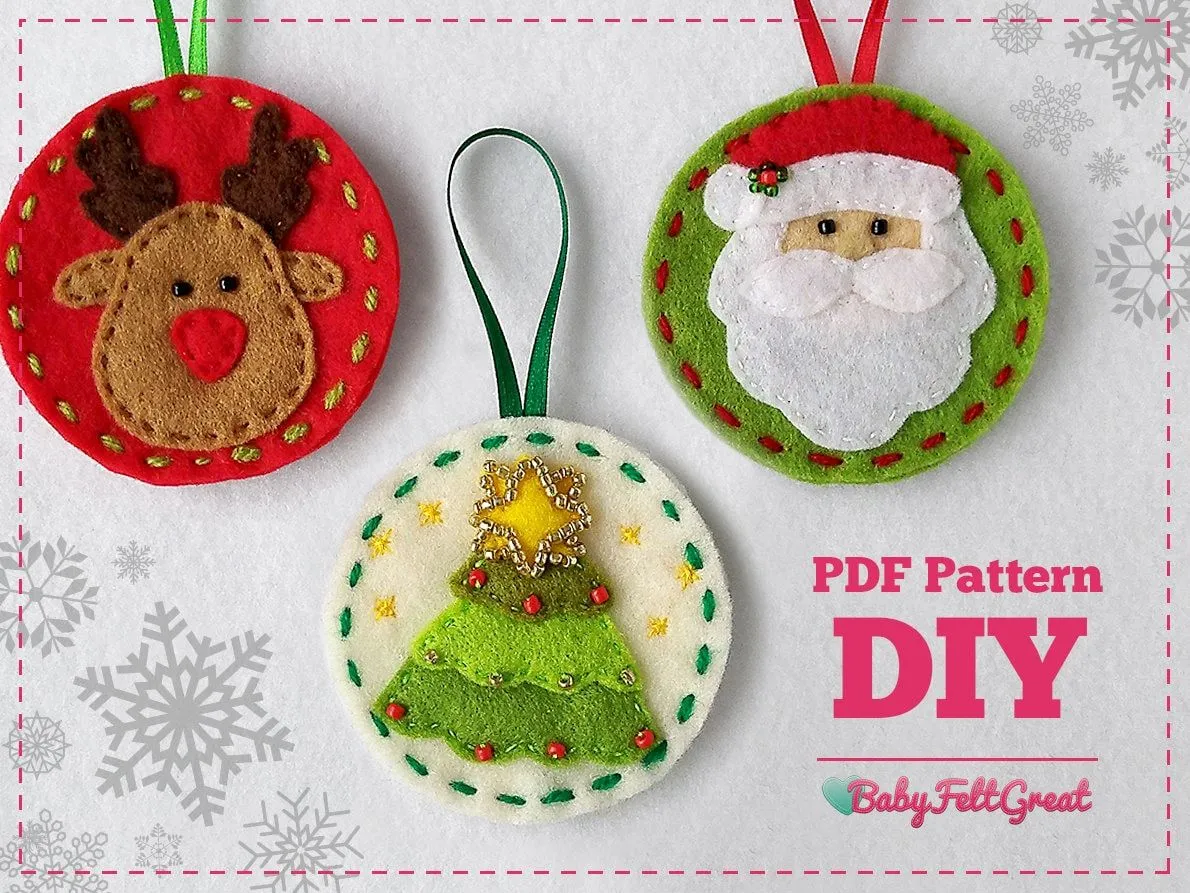 Navidad Patrones DIY PDF adornos fieltro Set rojo 1 Árbol - Etsy México