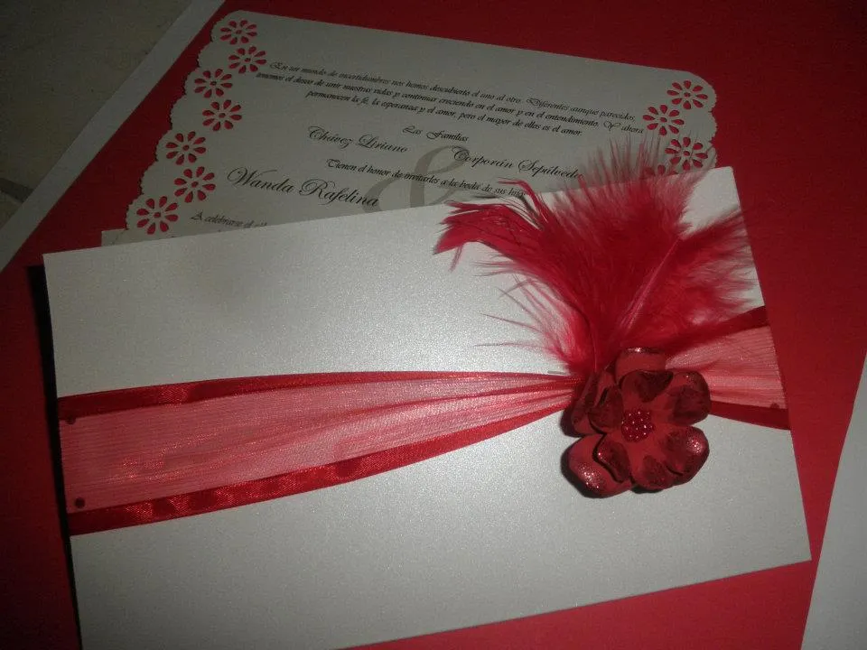 NB Details: Invitaciones Boda blanco con rojo