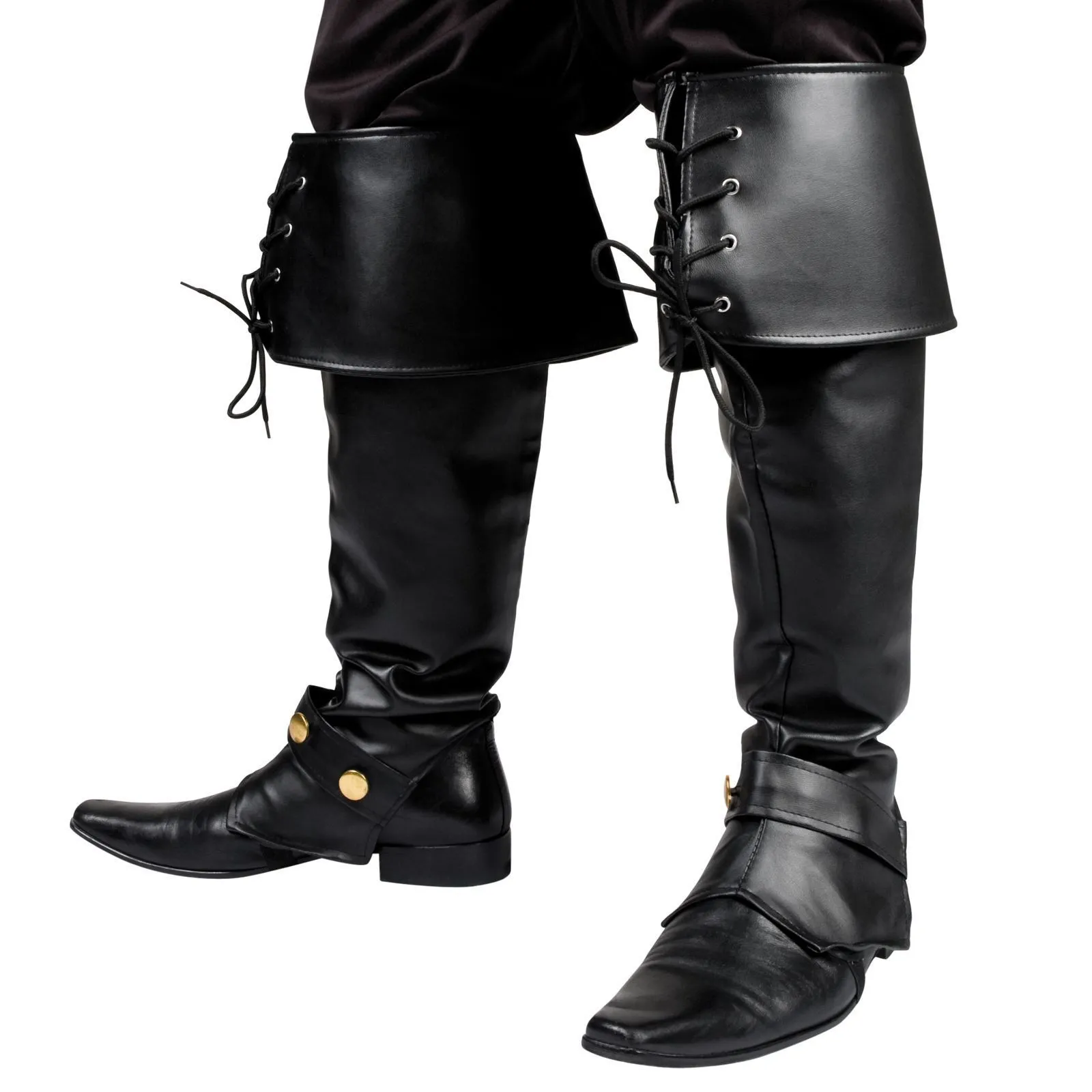 Negro Pirata Bucanero Steampunk Santa Gancho Botas Top Fundas Medieval  Disfraz | eBay