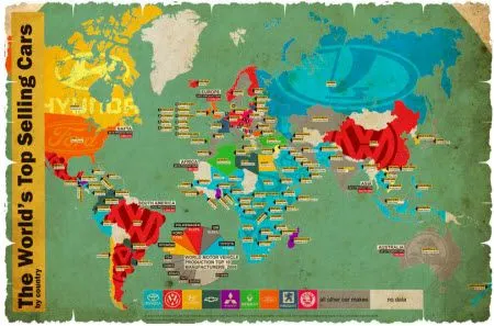 Negrorama: Las marcas de autos más vendidos por país