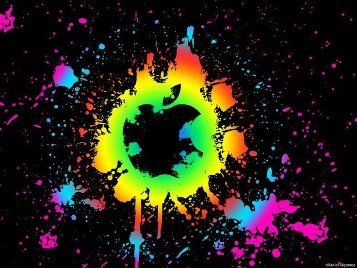 Neon apple logo wallpaper | Apple Logo | Pinterest