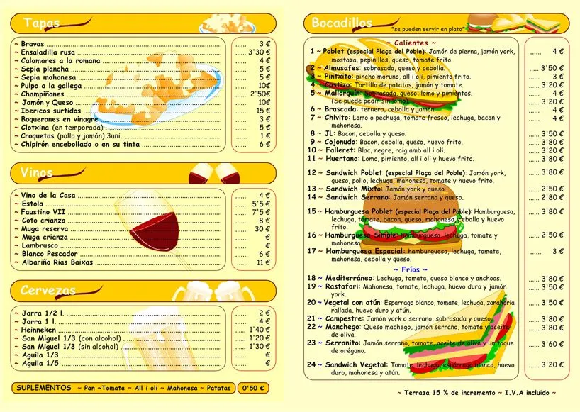 Neus, Ilustraciones y Diseños: Restauración: Carta-Menú para cafeteria