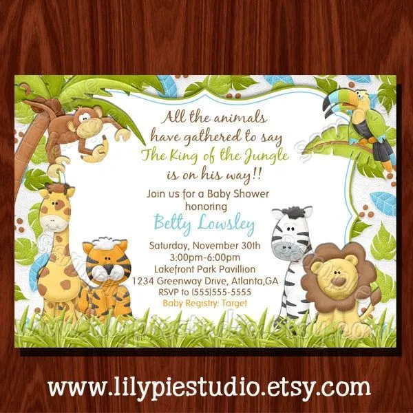 NEW Jungle Baby Shower Invitation Printable by LilyPieStudio