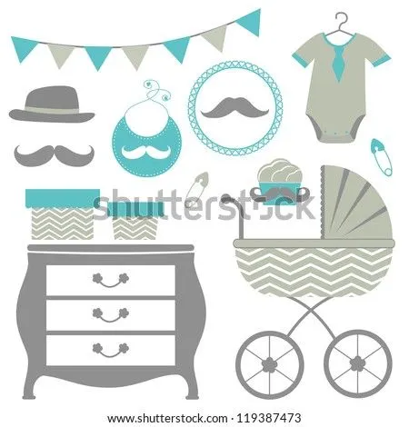 New Man Is Coming Baby Shower Set Ilustración vectorial en stock ...