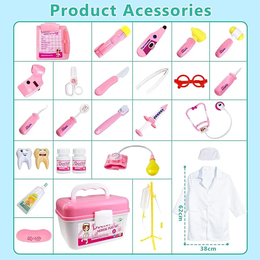 NEWKIBOU 35 Piezas Kit de Doctor para niñas,Doctor Juguete,Maletín Medico  Juguete Doctora Cosplay Juguetes, Juego de rol Regalos para Niños Mayores  de 3 años con Accesorios : Amazon.com.mx: Juguetes y Juegos