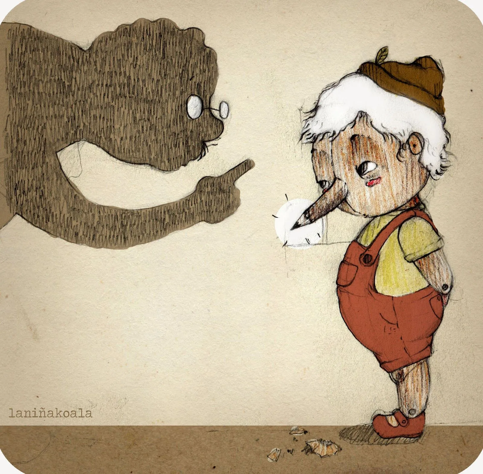 La niña koala: el día que Pinocho quiso dibujar y no tenía lápiz