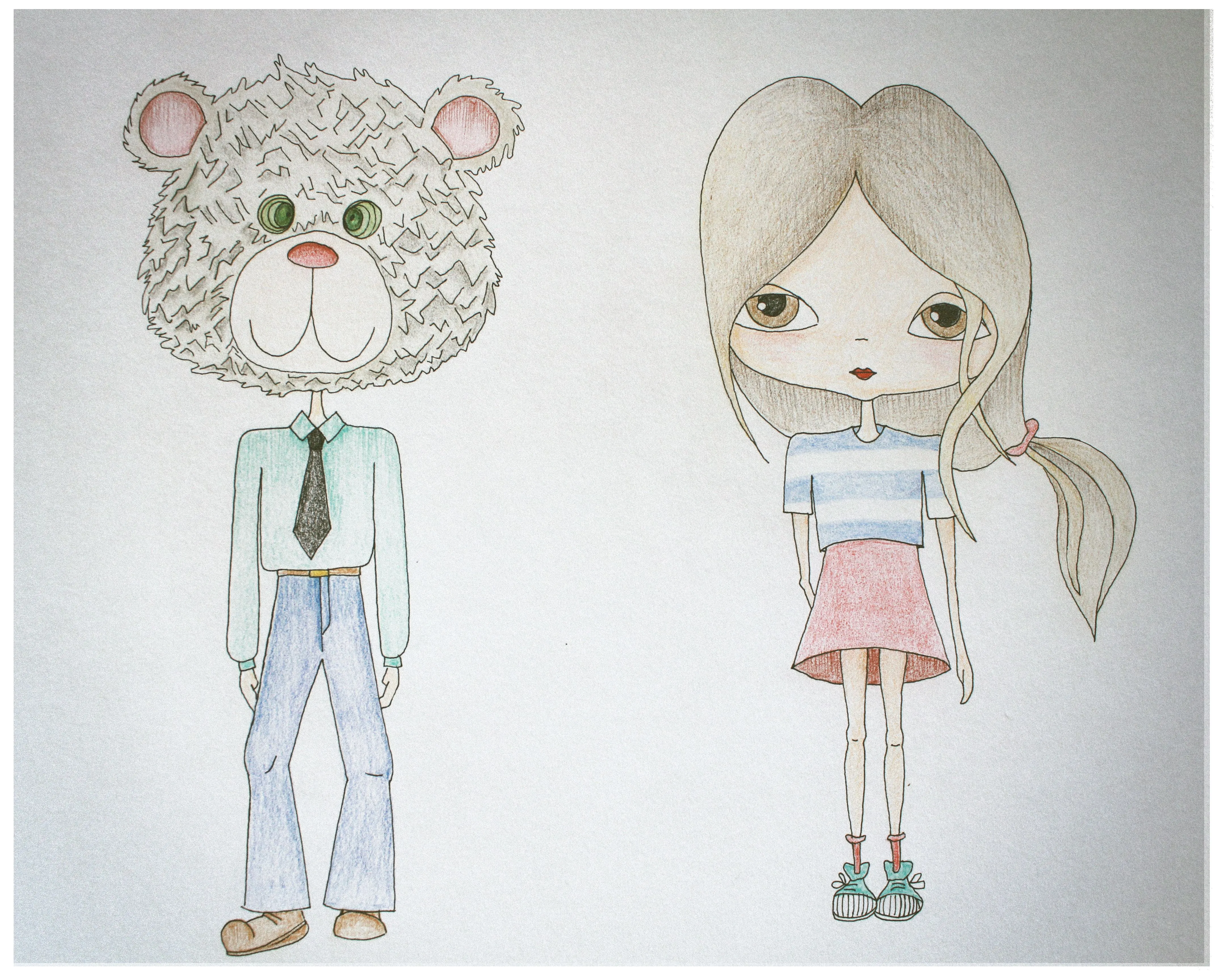 Niña – oso (dibujo a lápiz) | Taller Piccolo