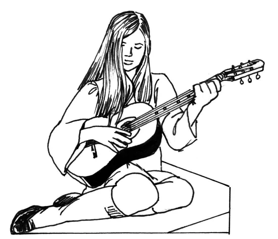 niñas tocando guitarras Colouring Pages