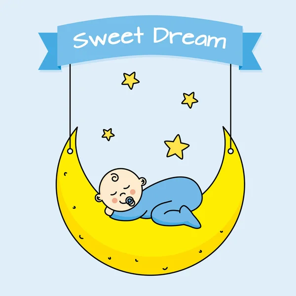 niño durmiendo en la luna — Vector stock © sbego #55586323