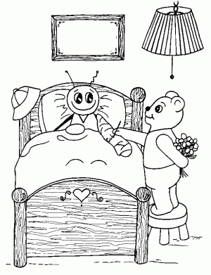 Niño enfermo para colorear